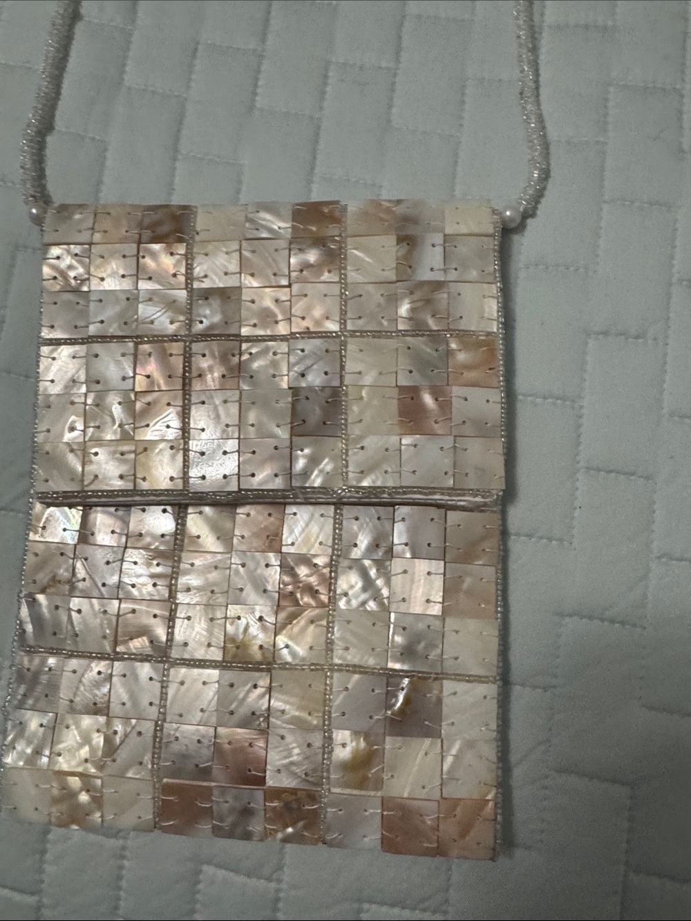 Iridescent Mother-of-Pearl Tile Crossbody Bag